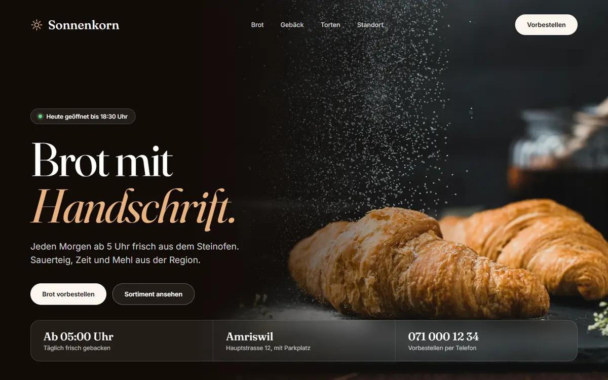 Konzeptentwurf der Bäckerei Sonnenkorn auf dem Computer